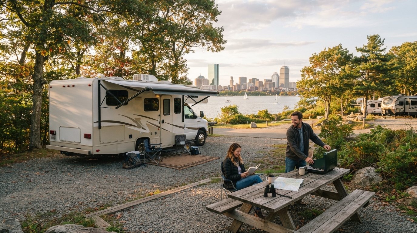 Boston to Billings - Unleash the Wonders of the Open Road — campground with a motorhome