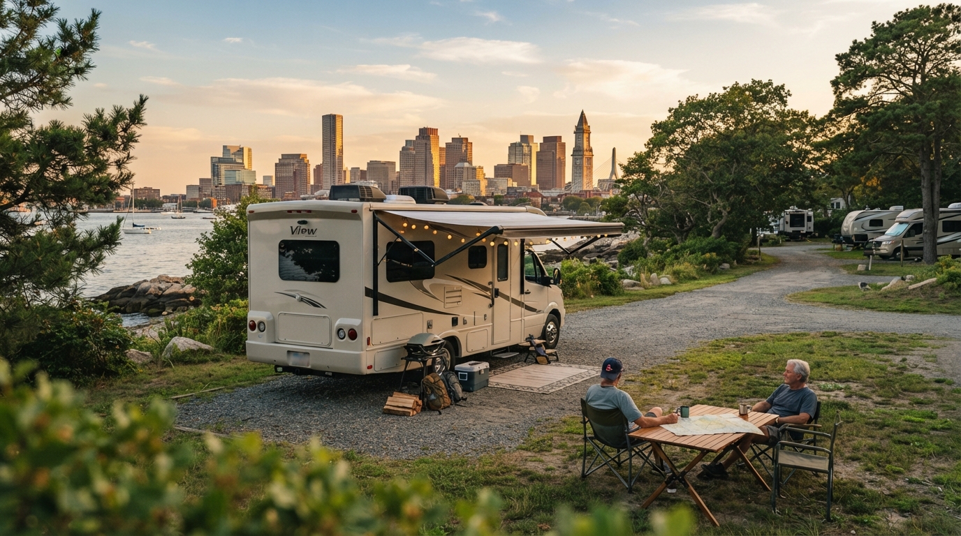 Boston to Houston — campground with a motorhome