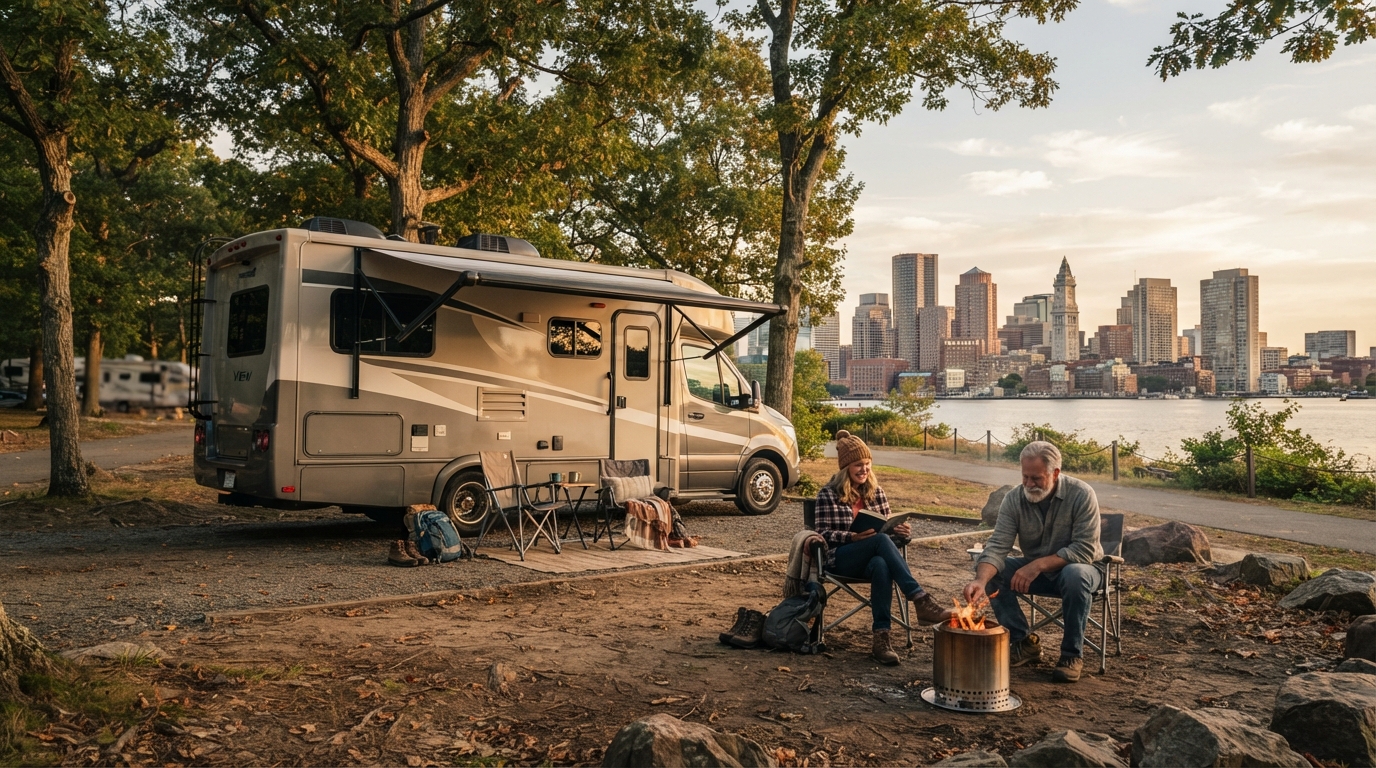 Boston to Denver - Whales to Rockies — campground with a motorhome