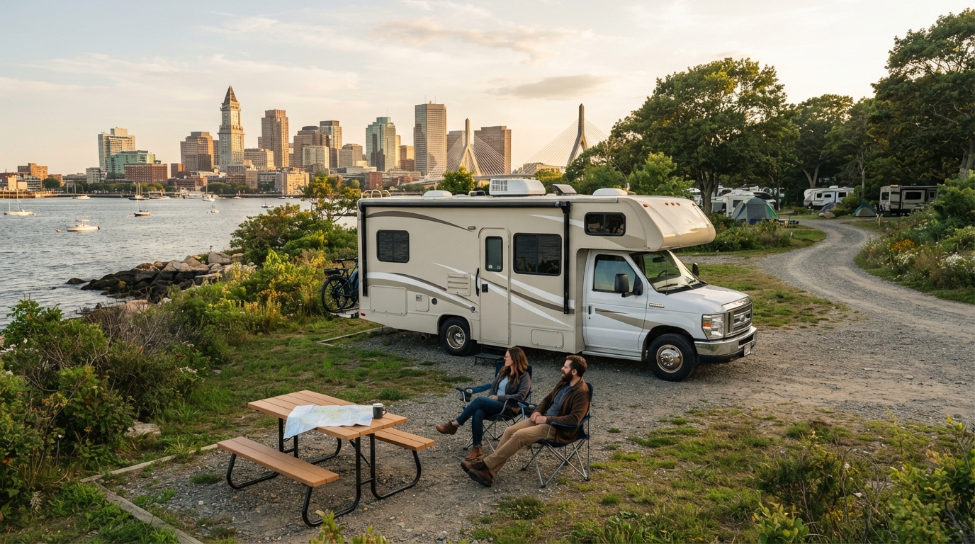 Boston to Bozeman - The Great American Odyssey — campground with a motorhome