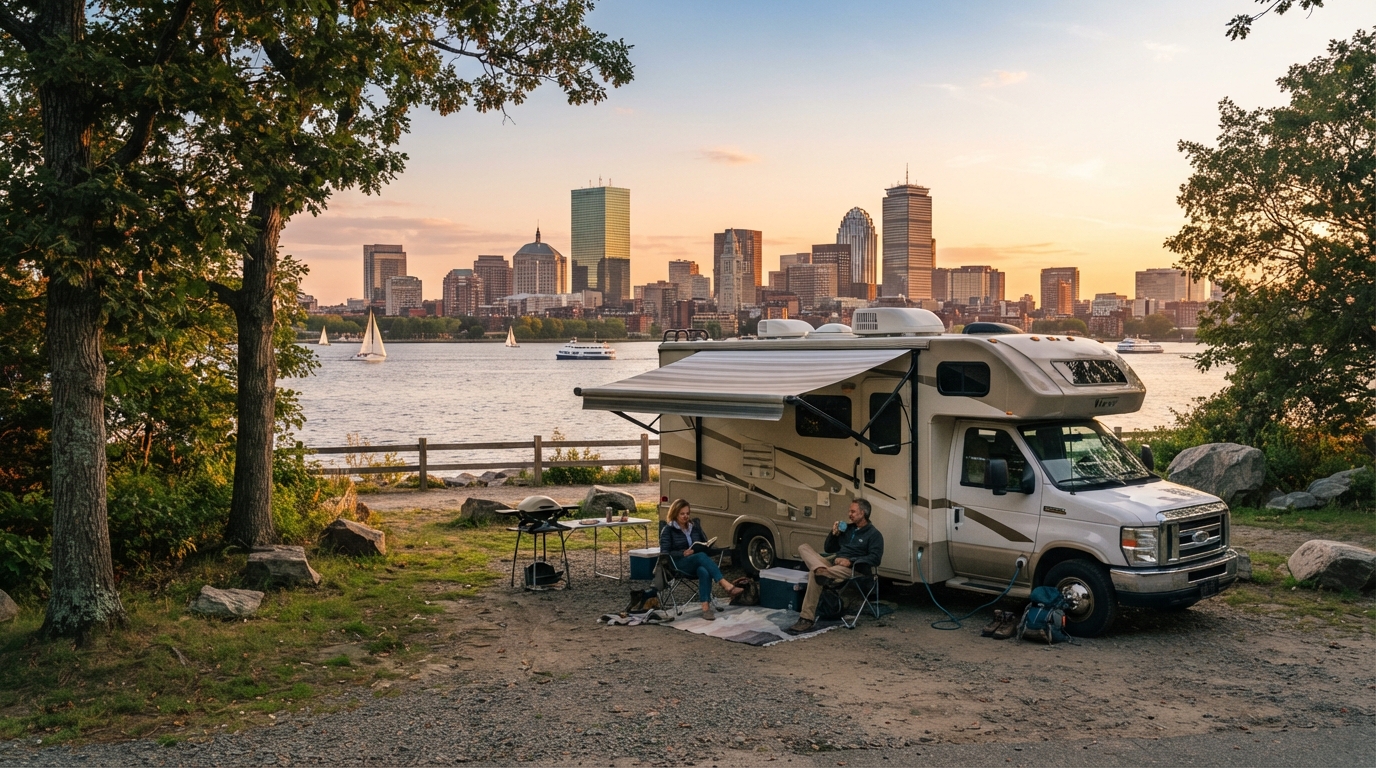 Boston to Dallas — campground with a motorhome