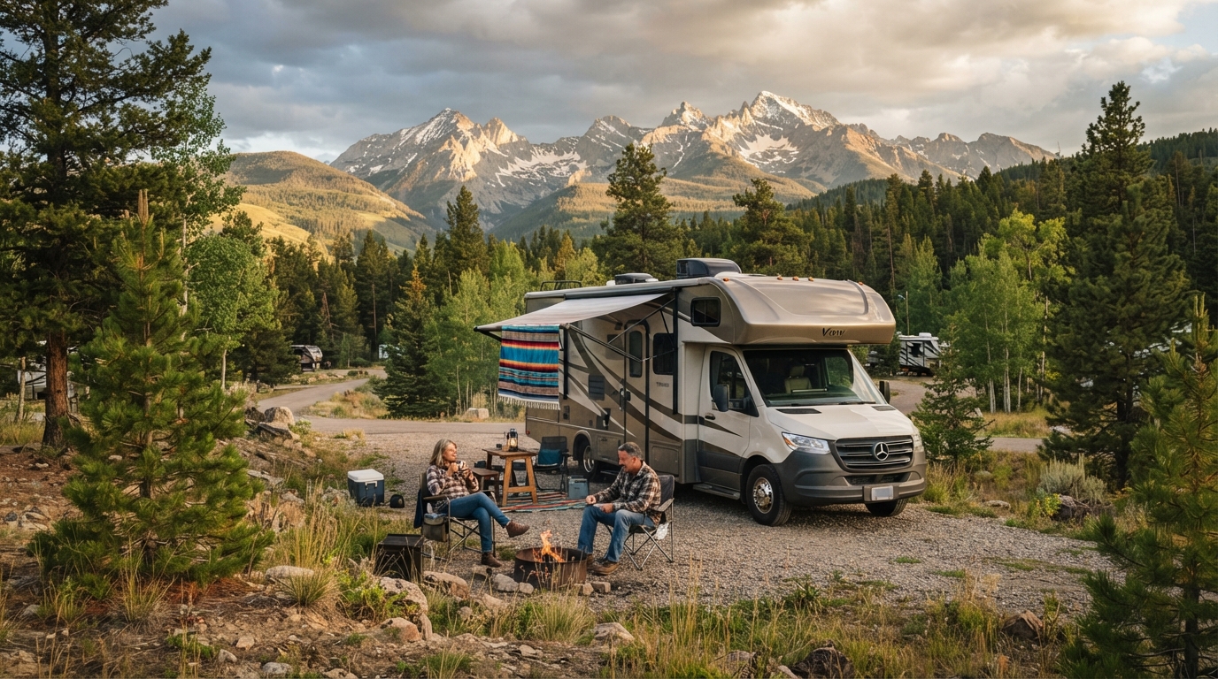 Bozeman to Tucson - Border to Border — campground with a motorhome