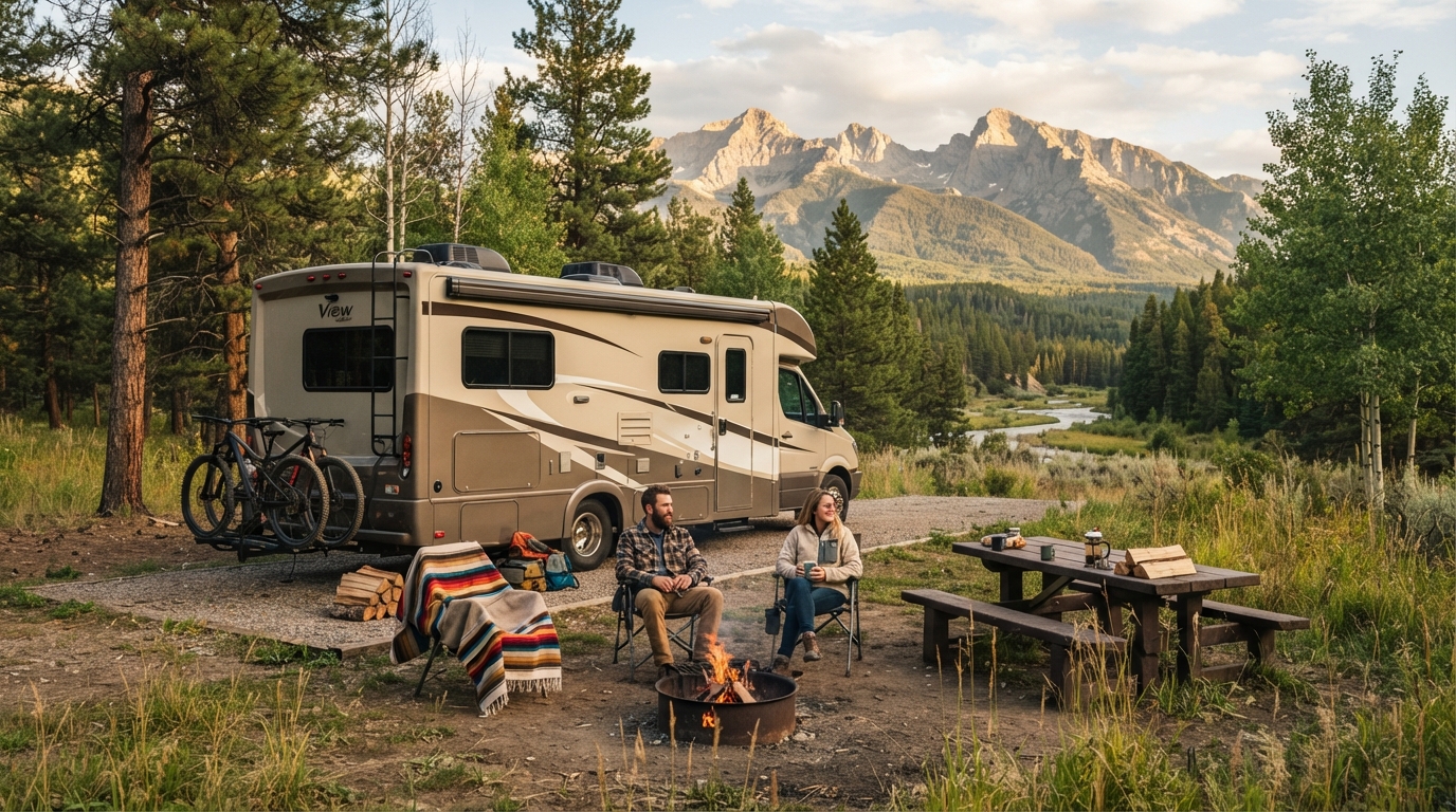 Bozeman to Tucson - Border to Border — campground with a motorhome