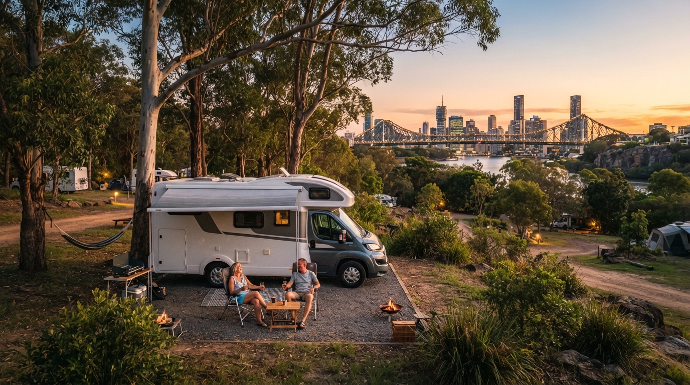 Brisbane to Adelaide - Heritage and Horizons Journey — campground with a motorhome