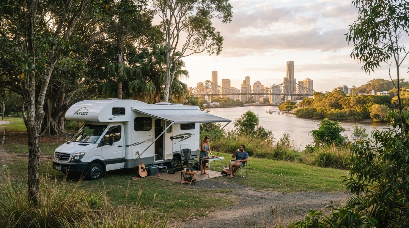 Brisbane to Alice Springs - The Red Sands Road Trip: Discovering Australia’s Heart — campground with a motorhome
