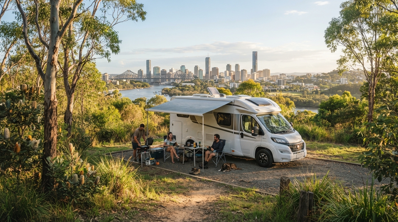 Brisbane to Sydney - The Great Coastal Adventure — campground with a motorhome