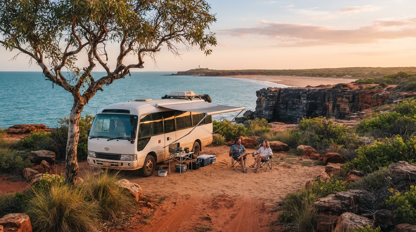 Broome to Adelaide - Desert Dreaming — campground with a motorhome