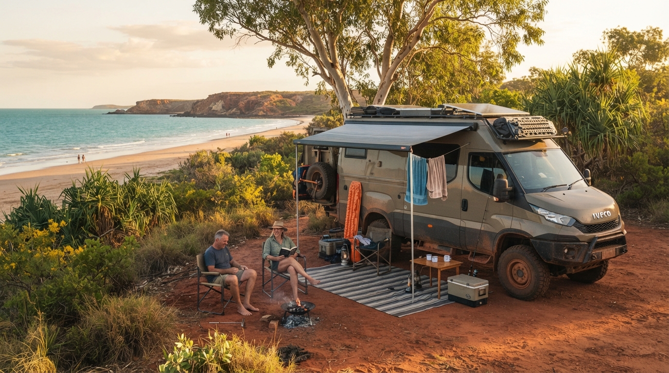 Broome to Alice Springs - A Journey through Australia’s Heartland — campground with a motorhome