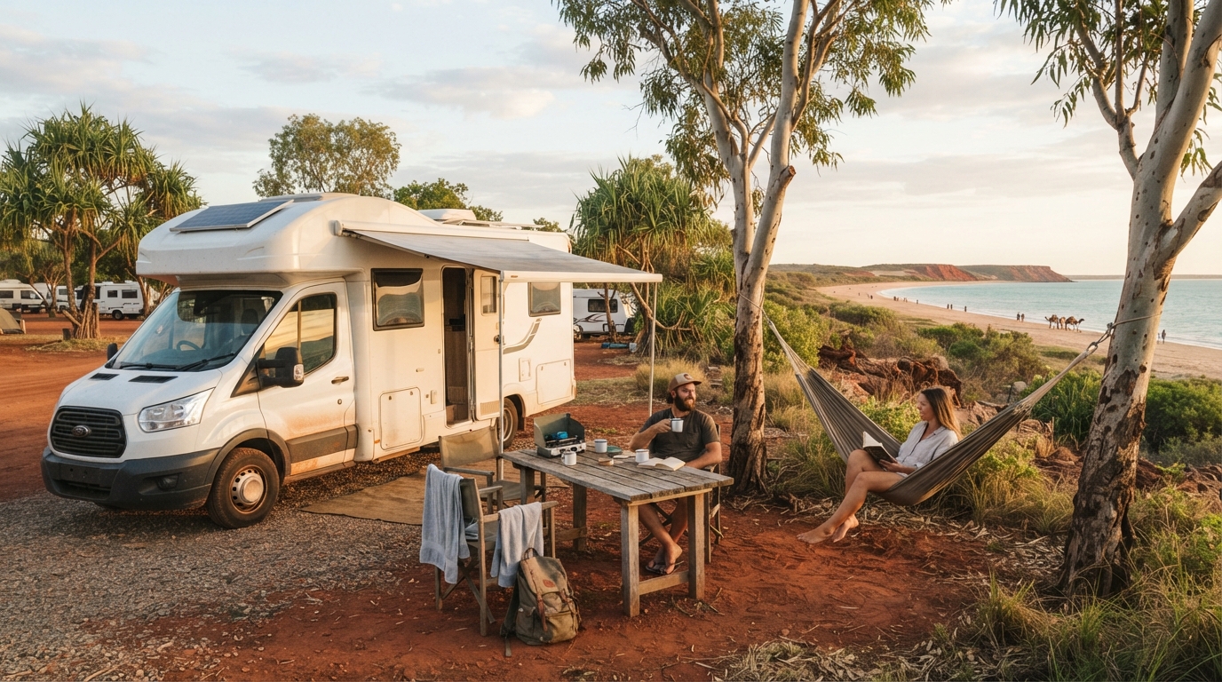 Broome To Darwin — campground with a motorhome
