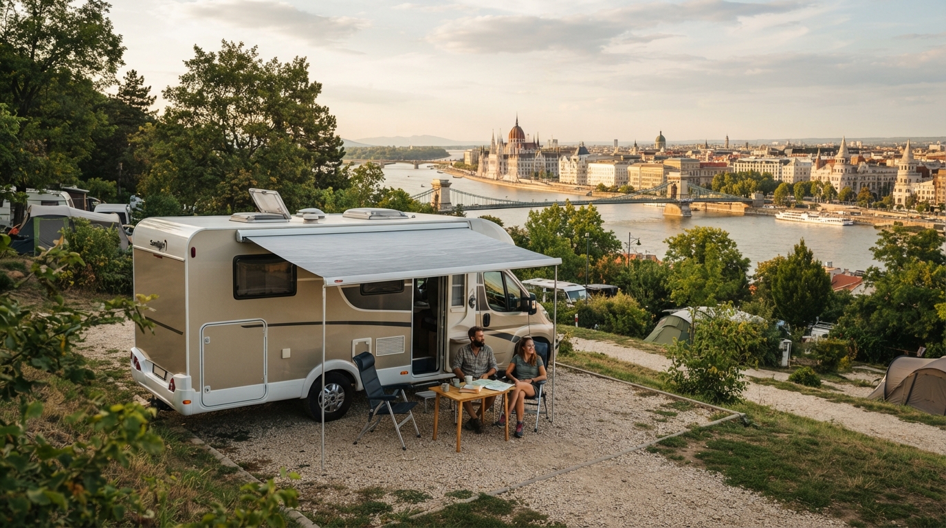 Budapest Roundtrip - West - Hungary, Slovakia,  Czechia, Austria — campground with a motorhome
