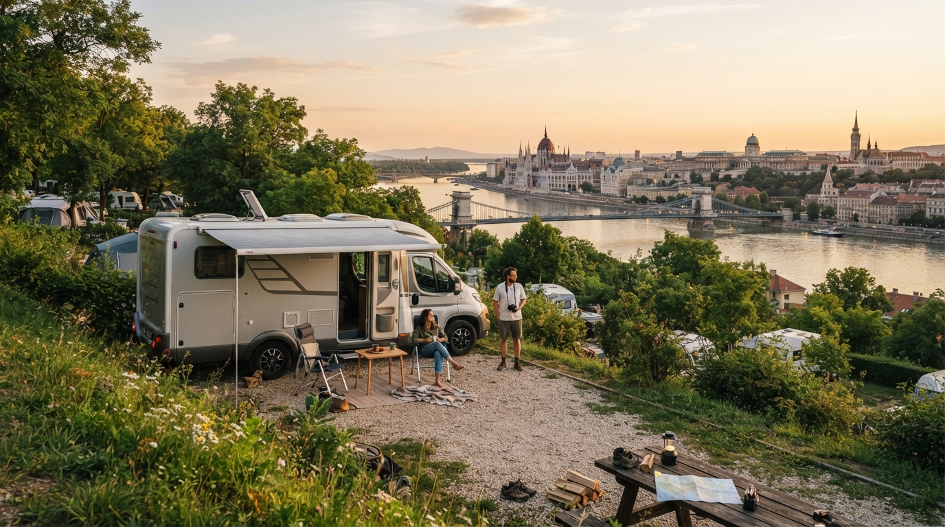 Budapest Round Trip - Thermal Baths and Historic Castles — campground with a motorhome