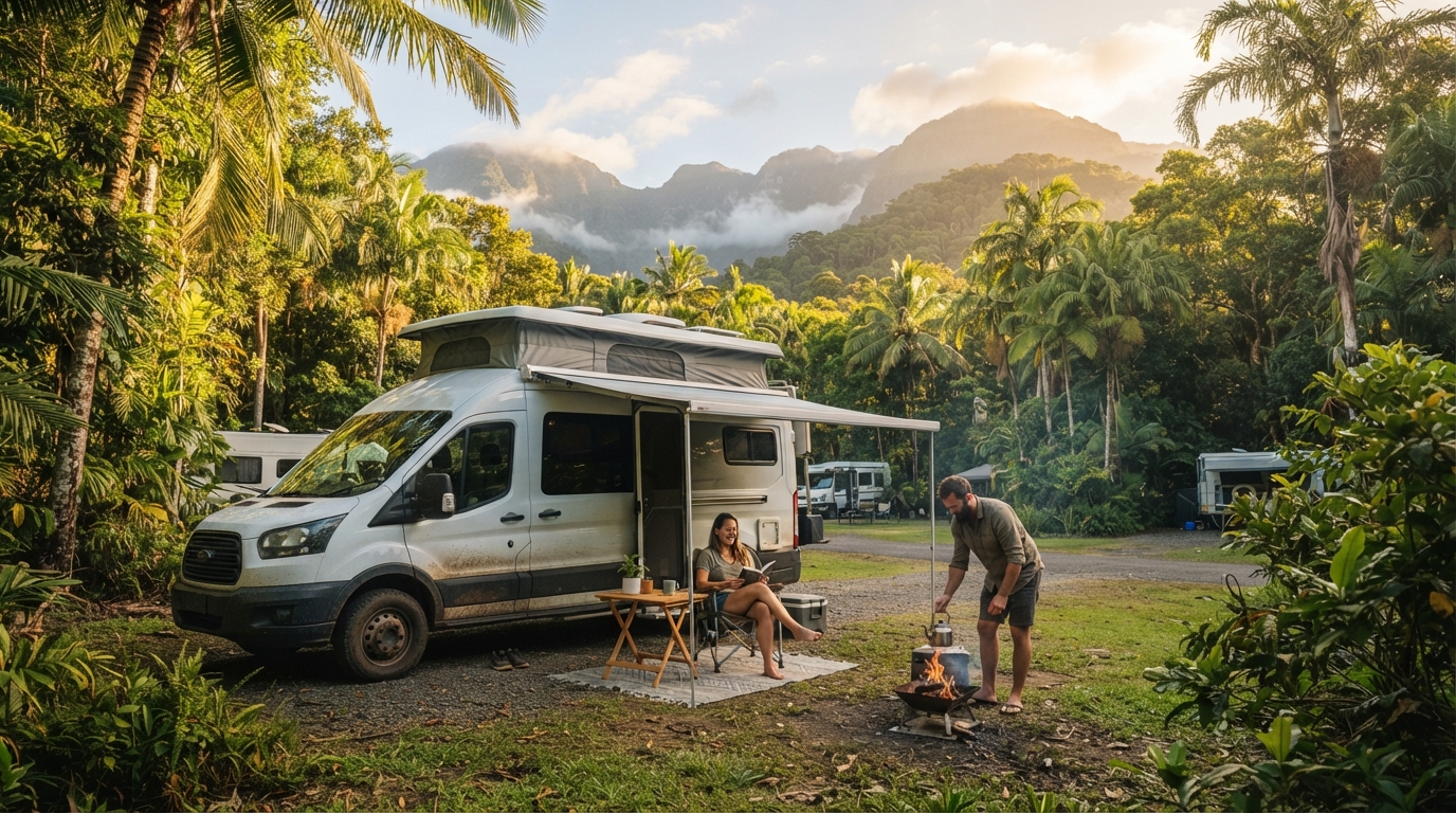 Cairns to Alice Springs - Northern Horizons: A Journey Through Australia's Heartland — campground with a motorhome