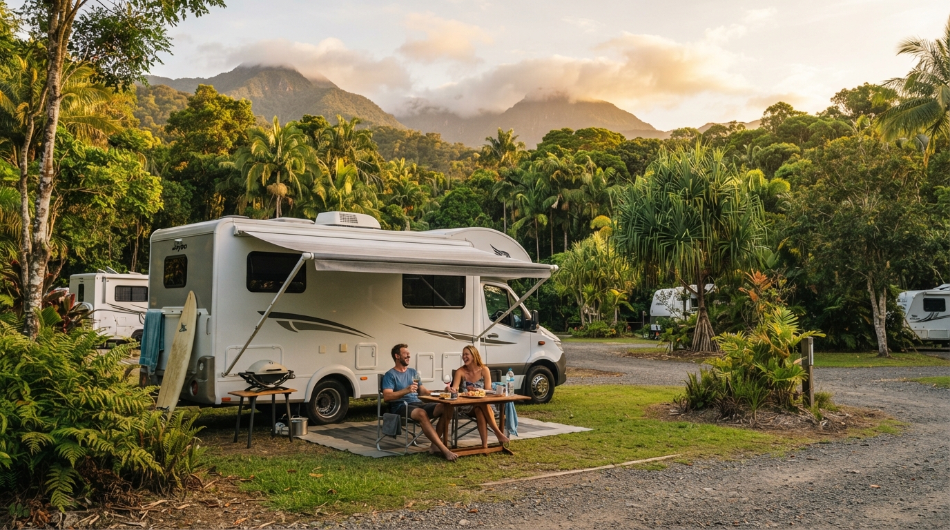 Cairns Roundtrip -  Queensland Family Adventure Route — campground with a motorhome