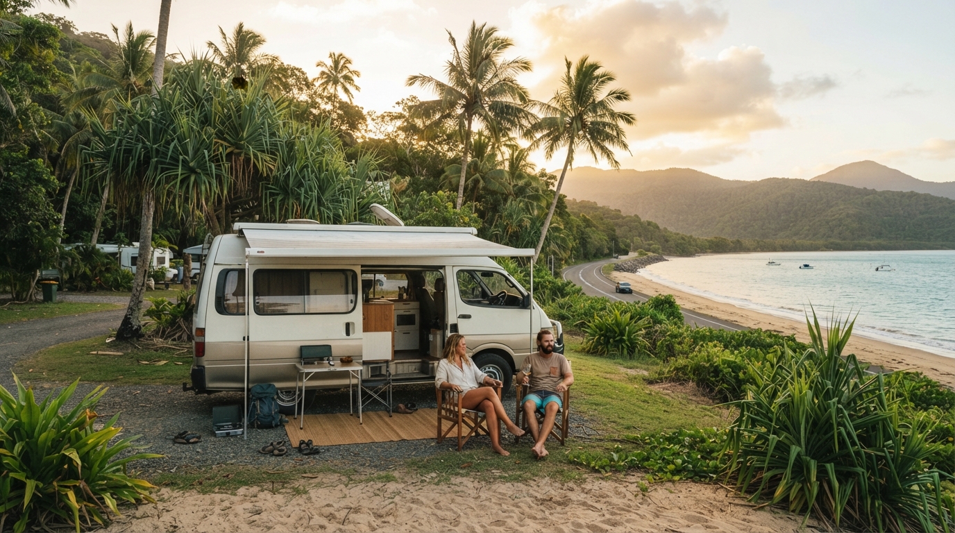 Cairns Roundtrip - North — campground with a motorhome