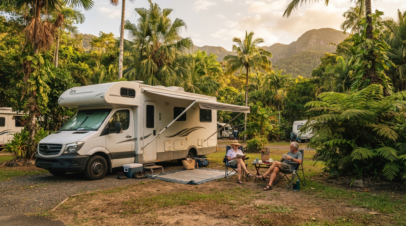 Cairns to Sydney - Coastal Dreams: The East Coast Journey — campground with a motorhome