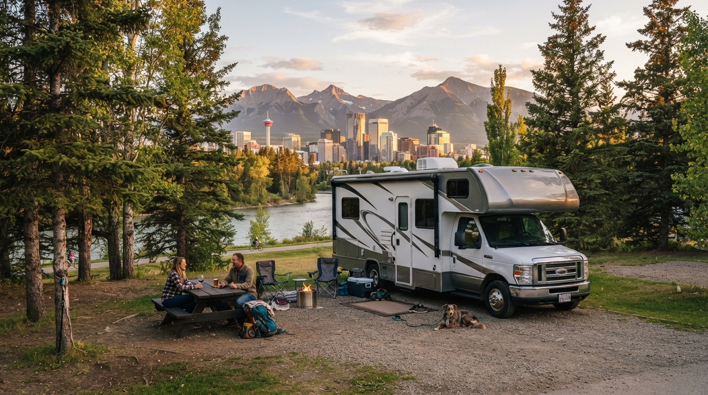 Calgary Roundtrip - South West — campground with a motorhome