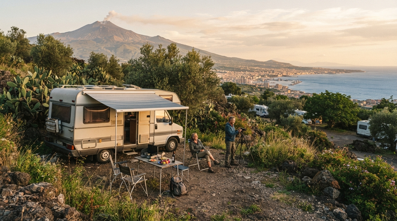 Catania Round Trip - The Epic Heart of Sicily — campground with a motorhome