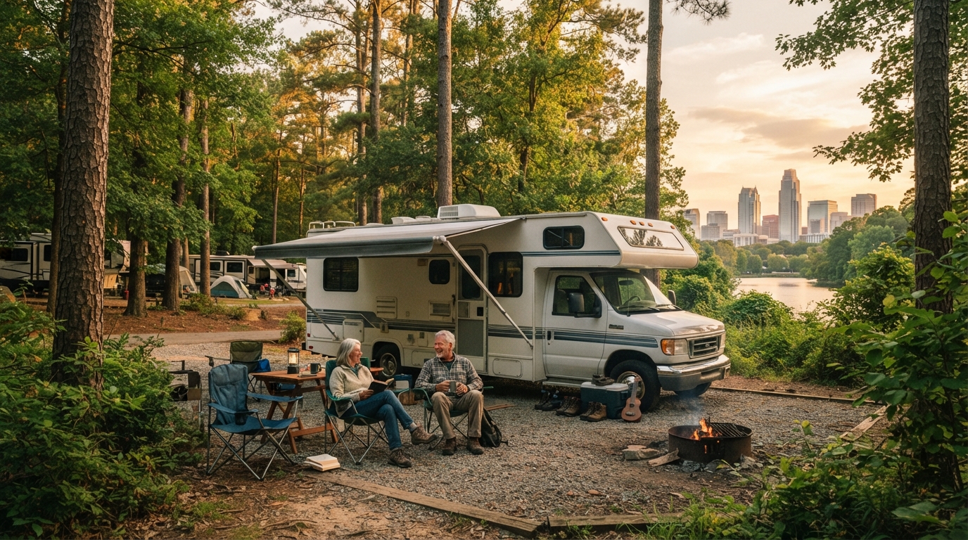 Charlotte to Portland - The Continental Crest — campground with a motorhome