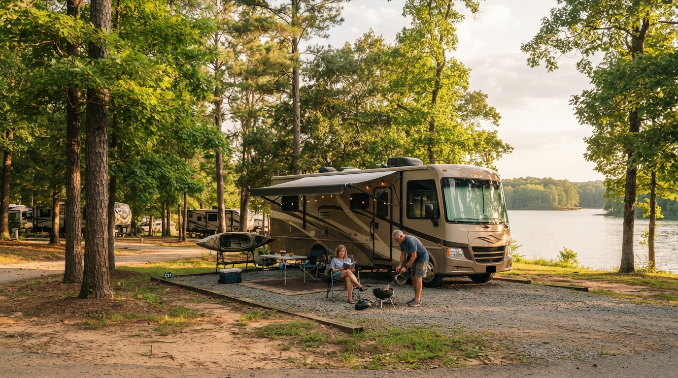Charlotte to Billings - The Epic Heartland Crossing — campground with a motorhome