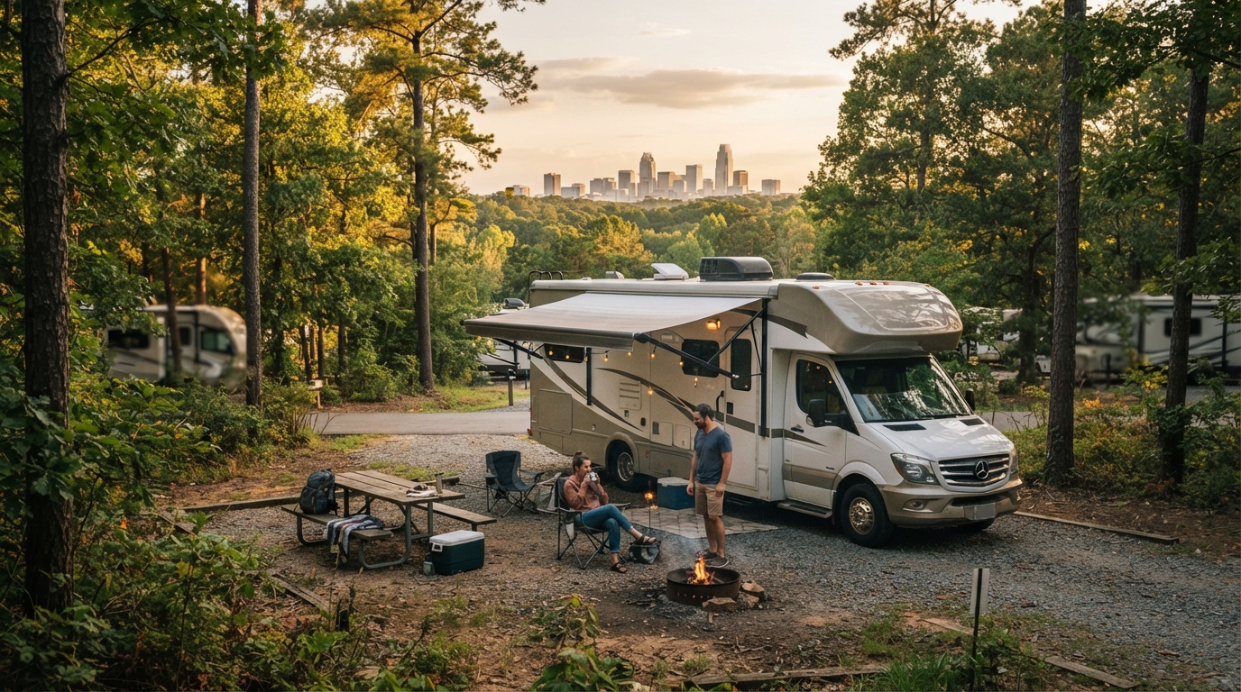 Charlotte to Portland - The Continental Crest — campground with a motorhome