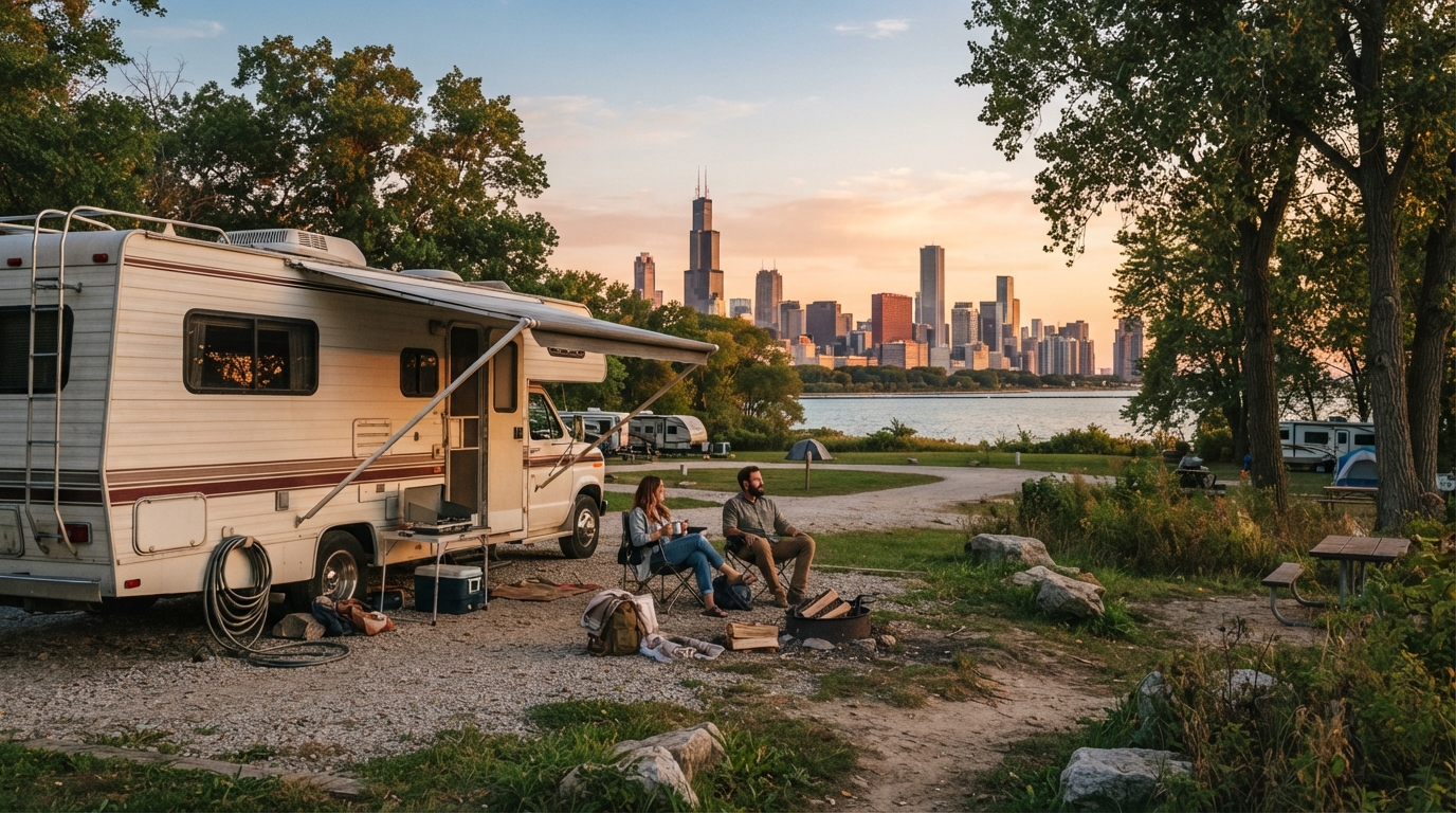 Chicago Roundtrip - All the grate lakes — campground with a motorhome