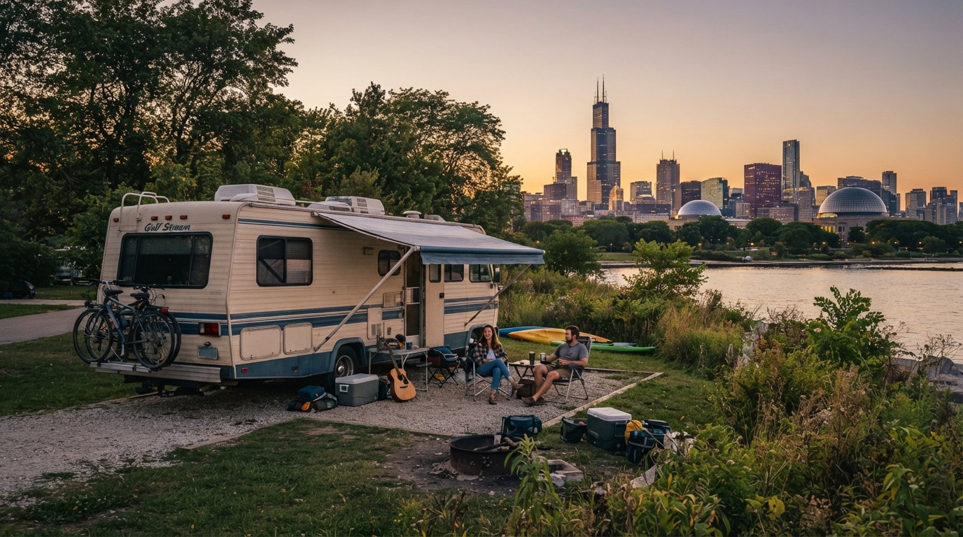 Chicago to Washington DC - Route of Roots: From the Rust Belt to the Founding Fathers — campground with a motorhome