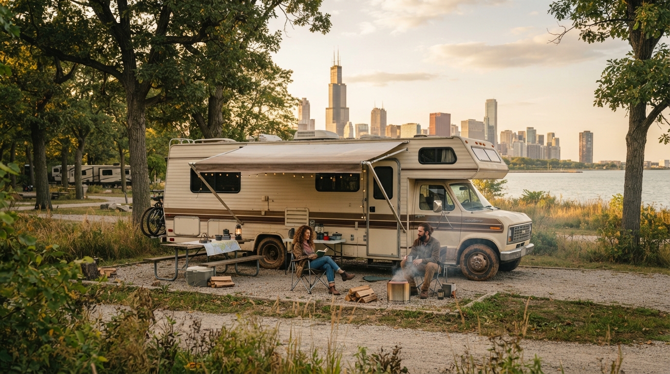 Chicago to Philadelphia - Freedom Wheels: From Chicago to Philly — campground with a motorhome