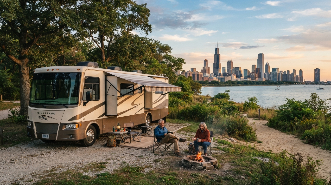 Chicago to Albuquerque - The Mother Road Southbound: A Motorhome Journey — campground with a motorhome