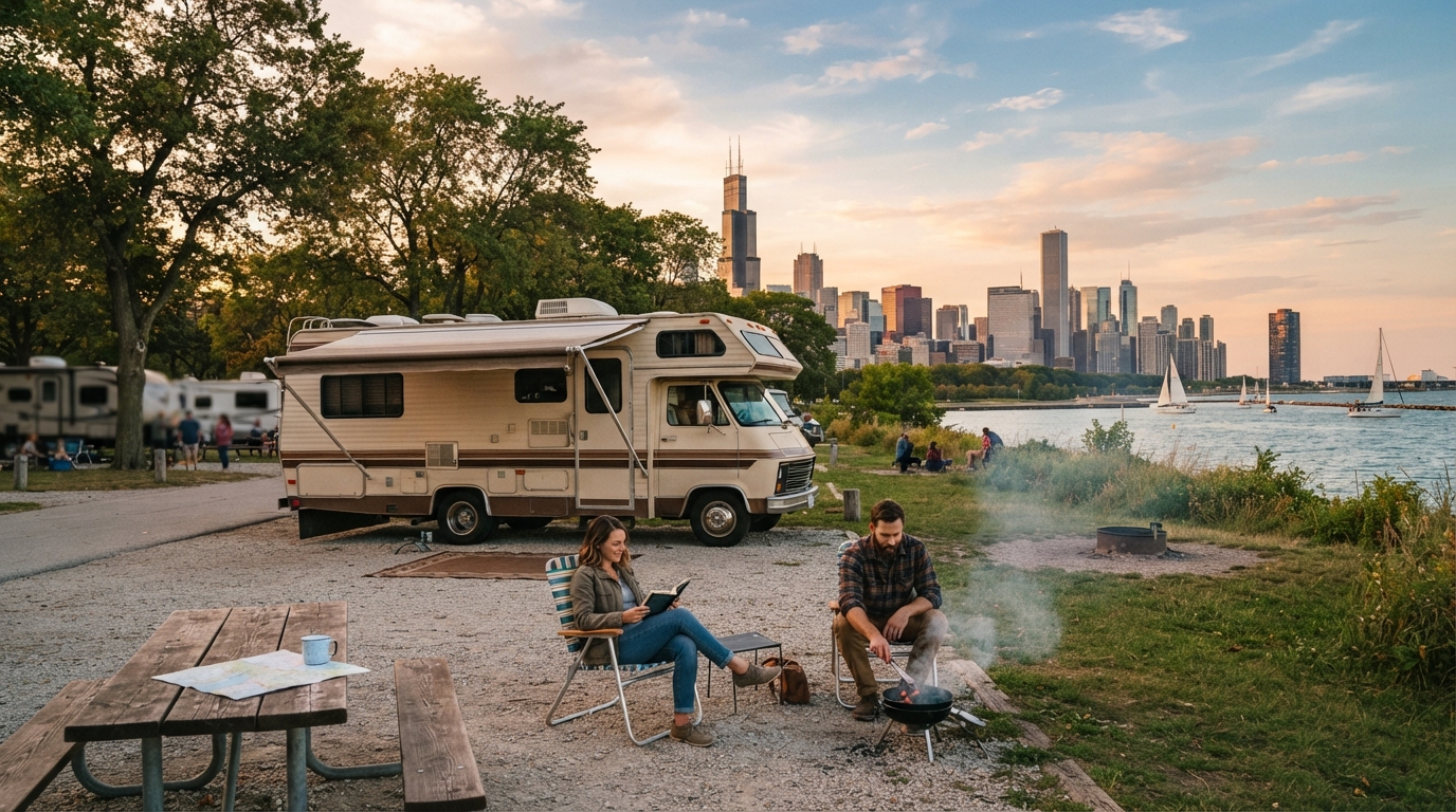 Chicago Roundtrip - Chicago to Niagara Falls Route Planner — campground with a motorhome