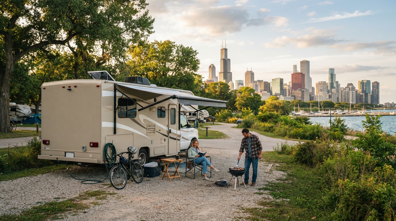 Chicago Roundtrip - Chicago to Niagara Falls Route Planner — campground with a motorhome