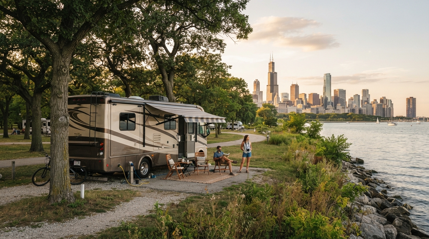Chicago to Albuquerque - The Mother Road Southbound: A Motorhome Journey — campground with a motorhome