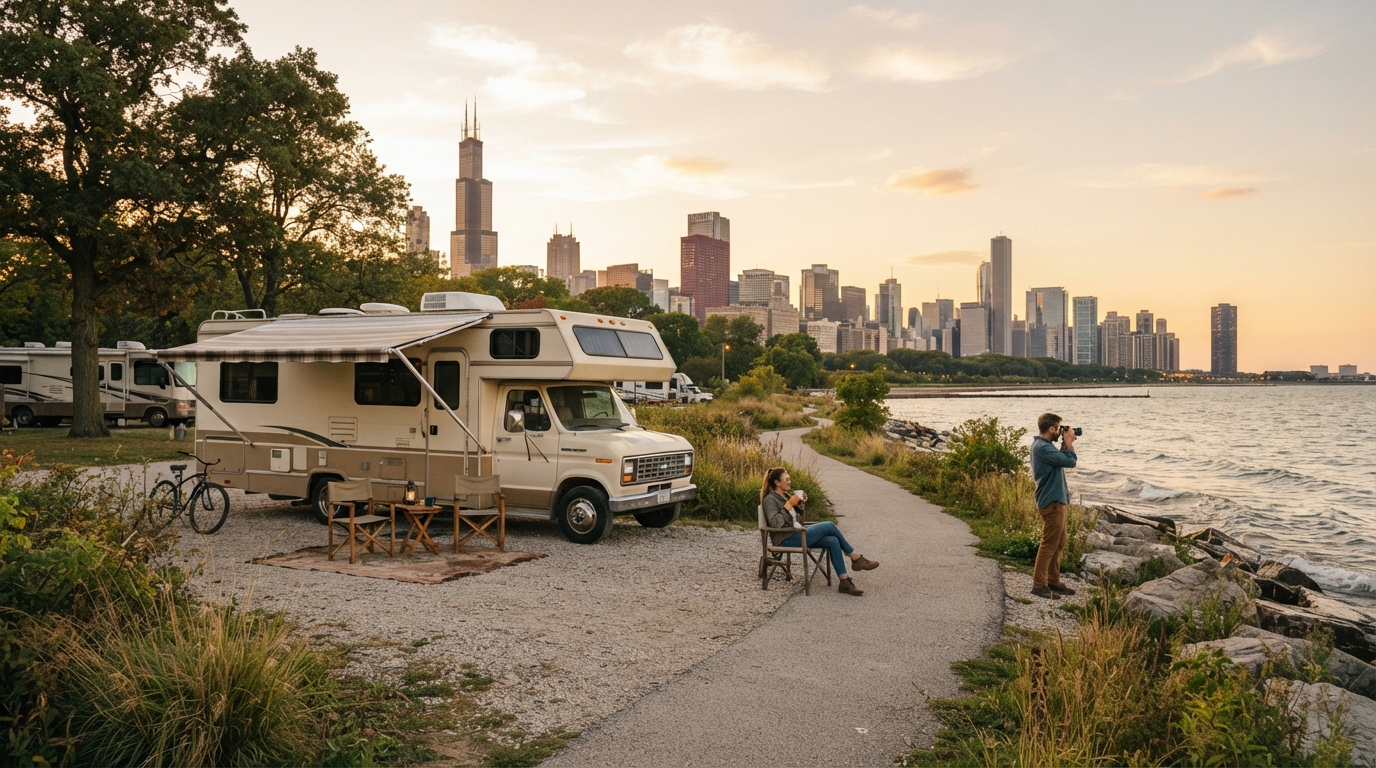 Chicago Roundtrip - Chicago to Niagara Falls Route Planner — campground with a motorhome
