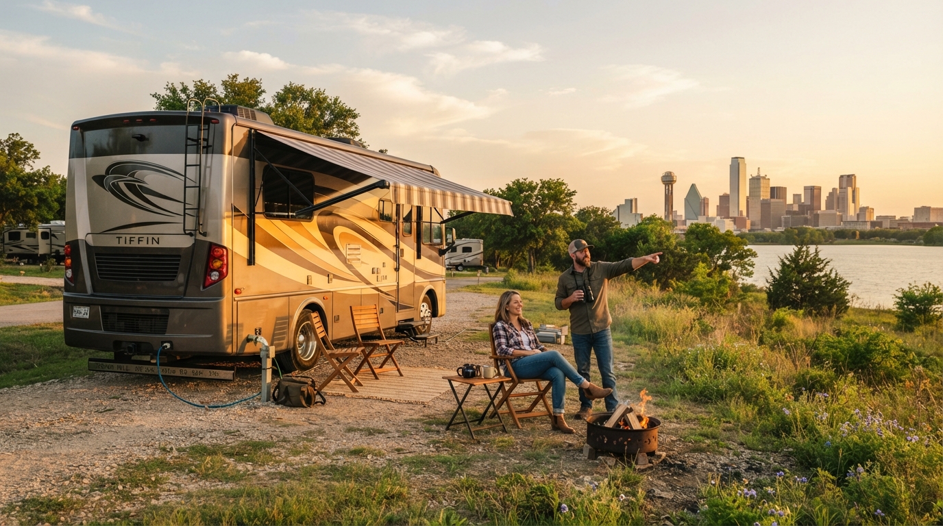 Dallas to San Francisco - The Great Western Expanse — campground with a motorhome