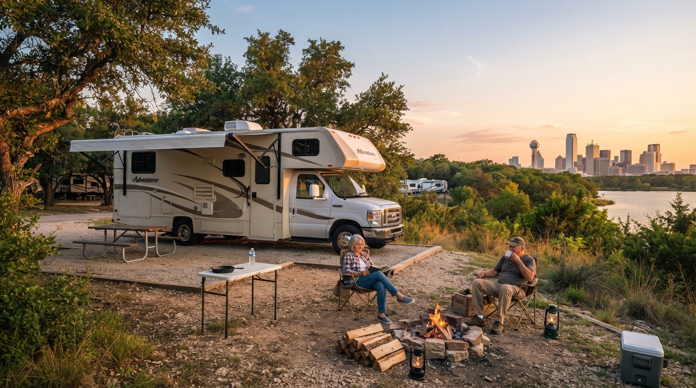 Dallas to Seattle - The Epic Diagonal Crossing — campground with a motorhome