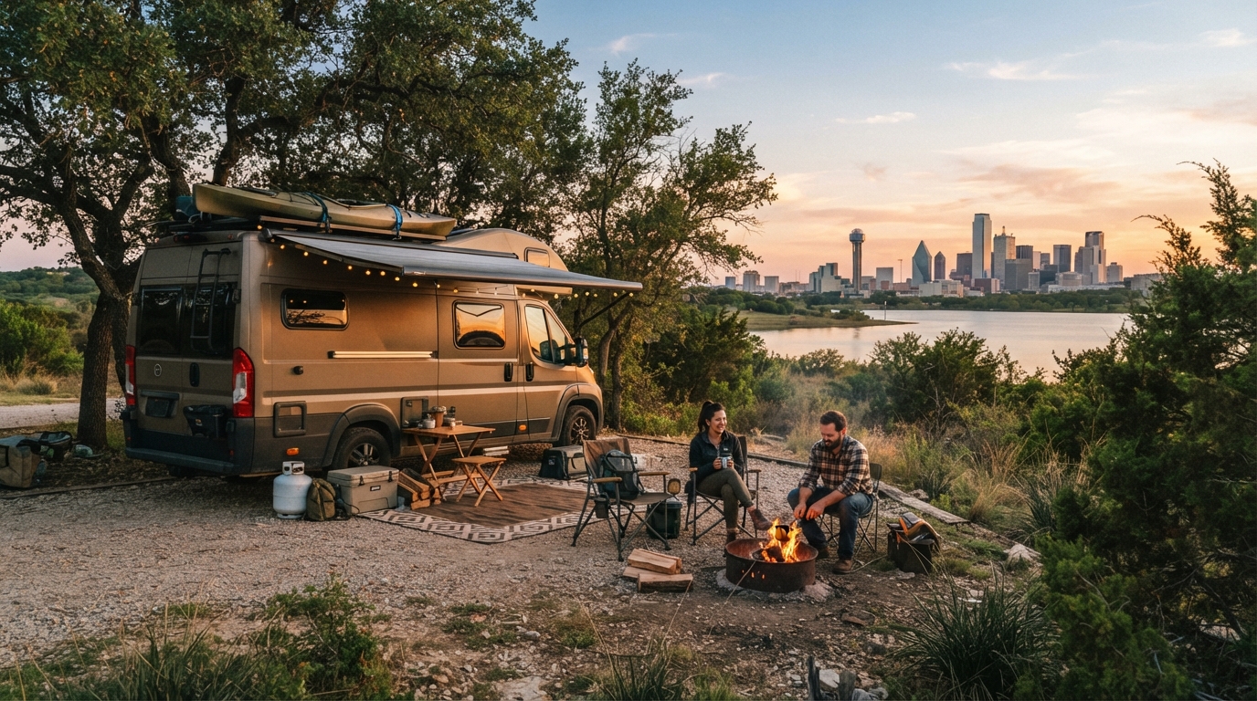 Dallas to Las Vegas - Deep in the Heart to the Neon Lights — campground with a motorhome
