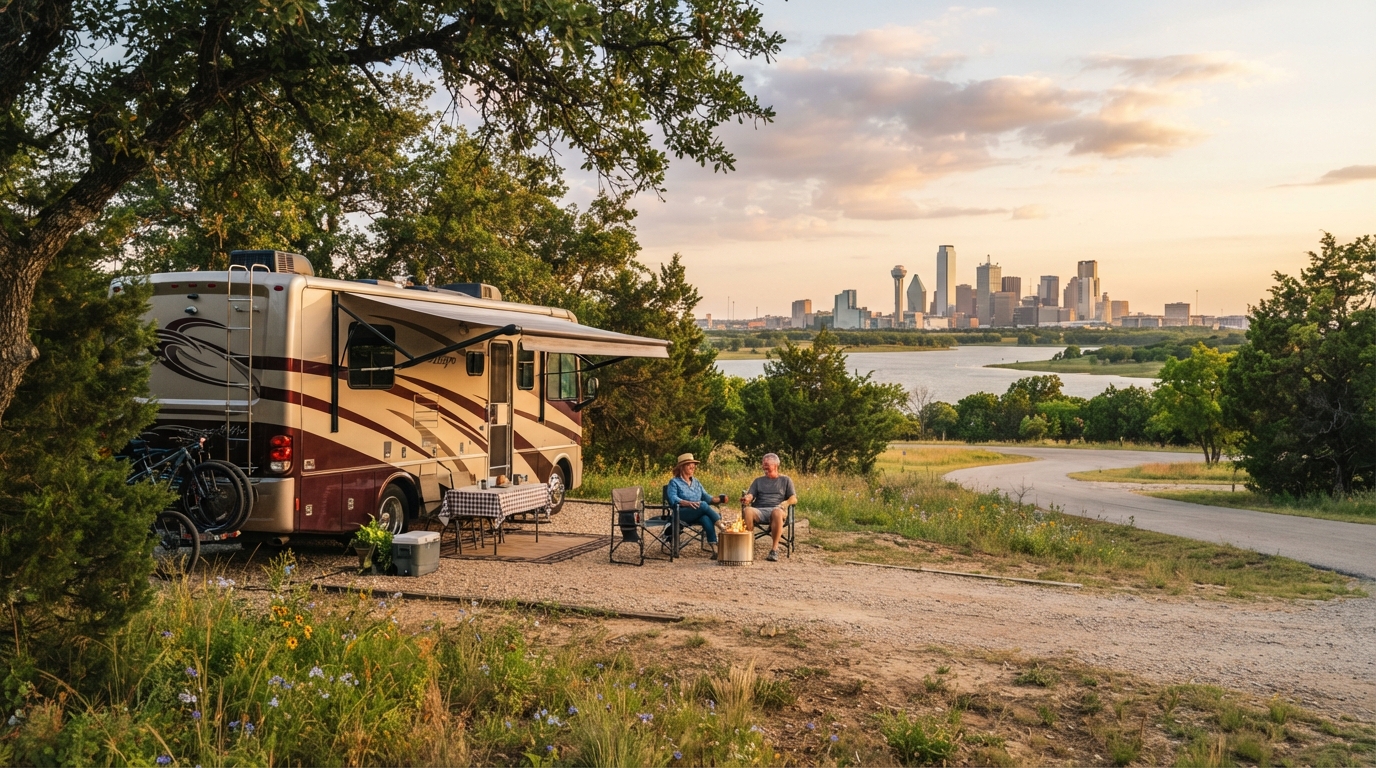 Dallas to Miami - The Deep South to Miami Route — campground with a motorhome
