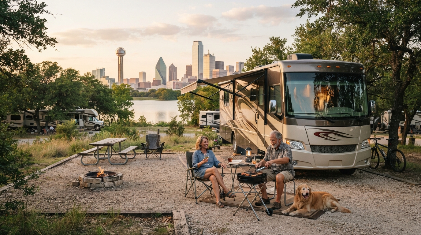 Dallas to Atlanta - Blues Barbecue and Granite Peaks — campground with a motorhome
