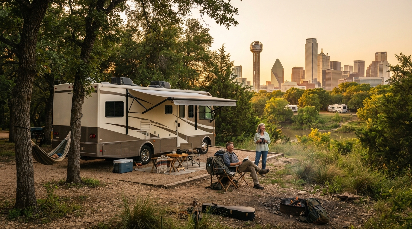 Dallas Roundtrip - South West — campground with a motorhome