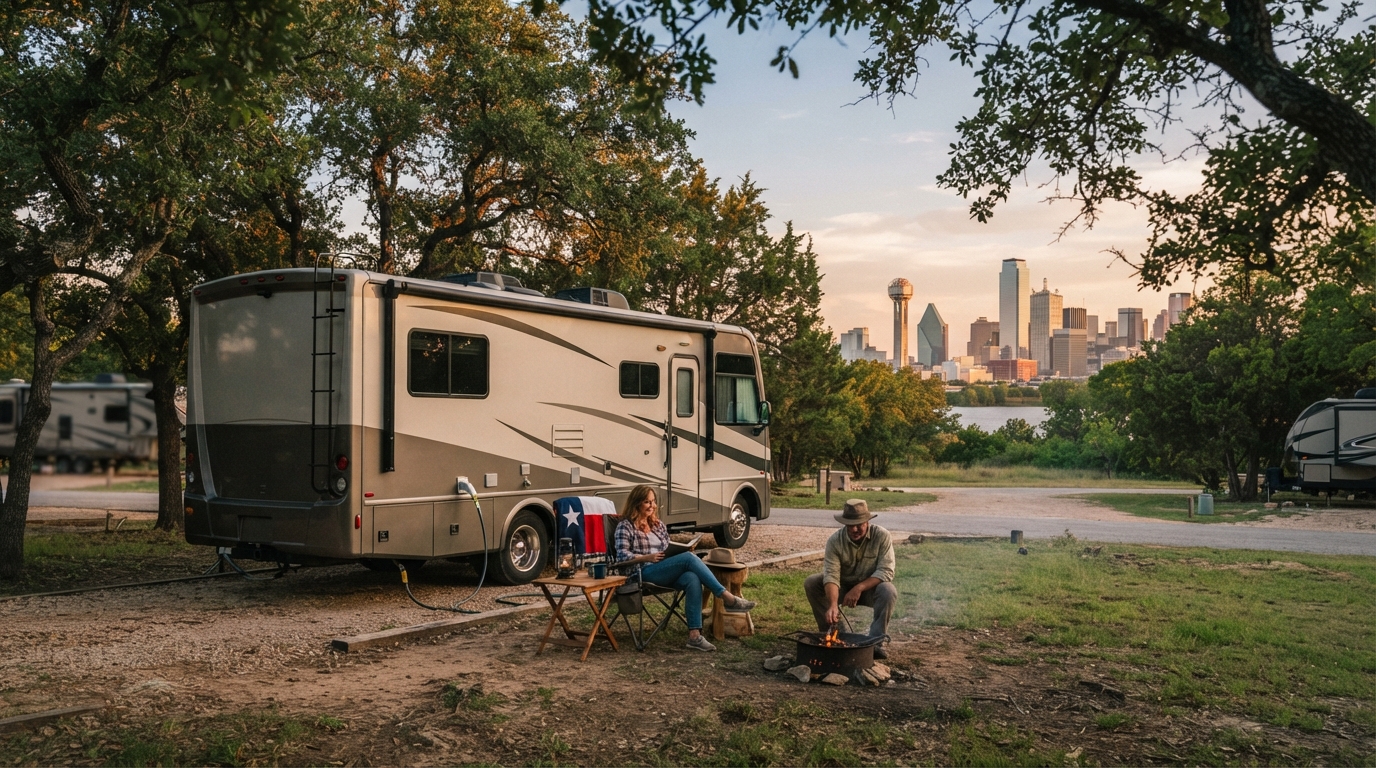 Dallas to Washington DC - The Great Appalachian Route — campground with a motorhome