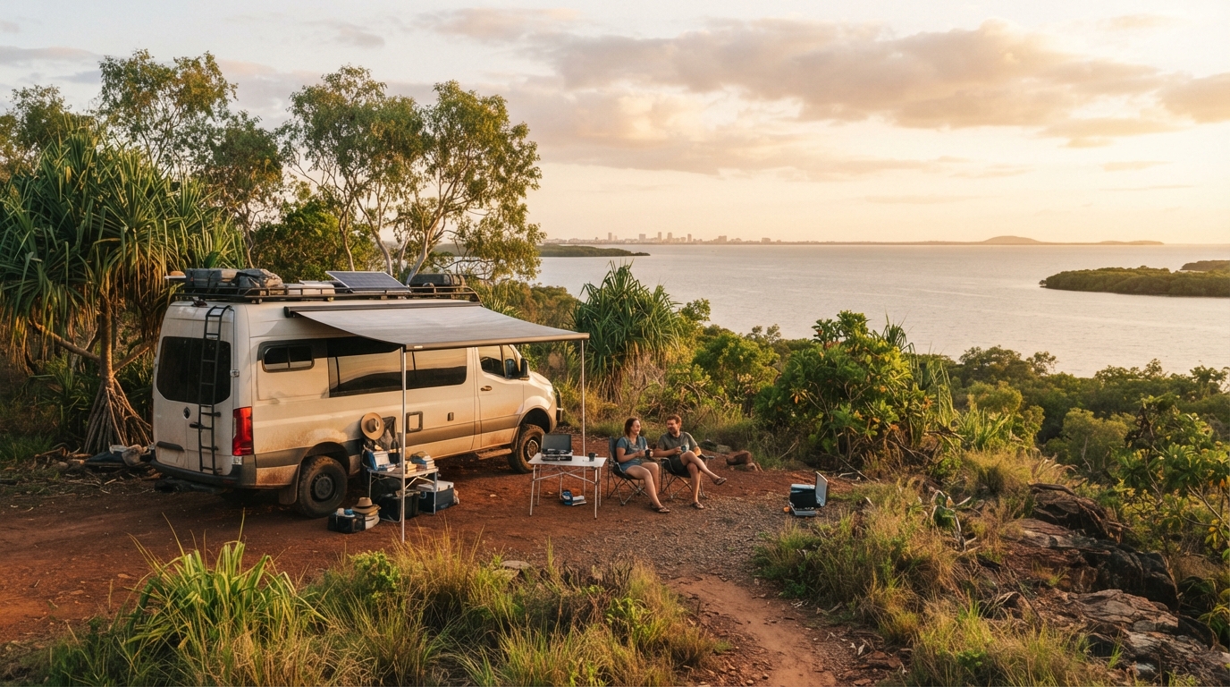 Darwin to Brisbane - Desert Tracks and Coastal Paths — campground with a motorhome