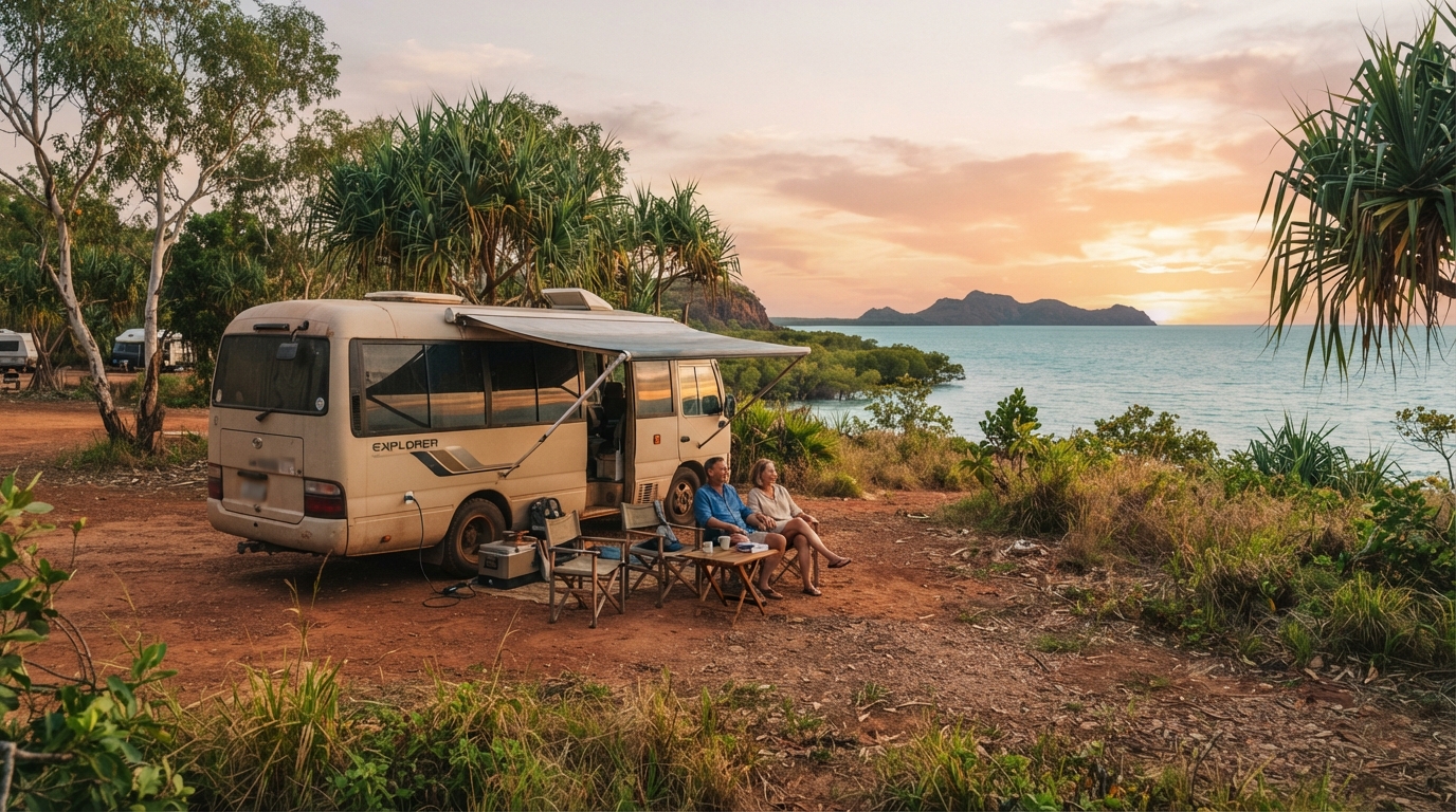 Darwin Roundtrip — campground with a motorhome