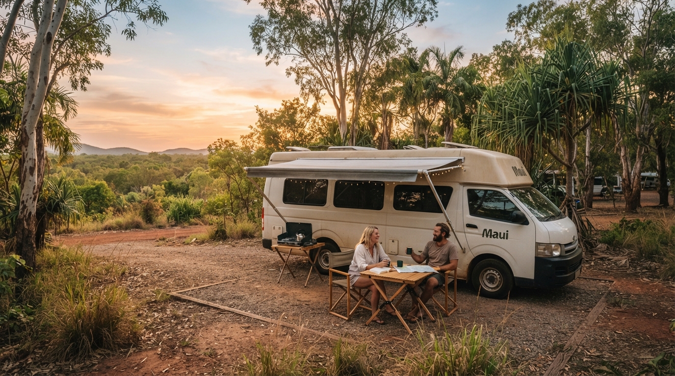 Darwin to Cairns - The Tropical North Journey — campground with a motorhome