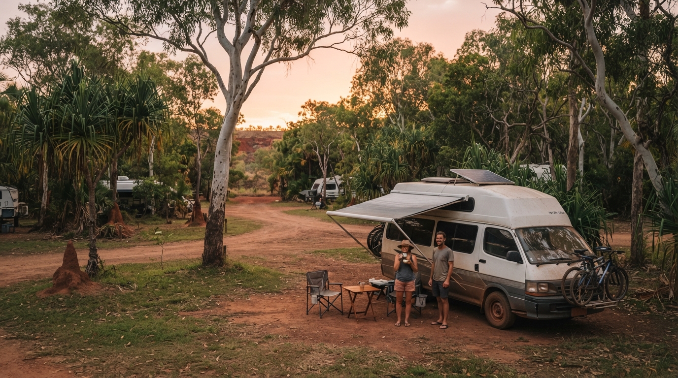 Darwin to Cairns - The Tropical North Journey — campground with a motorhome