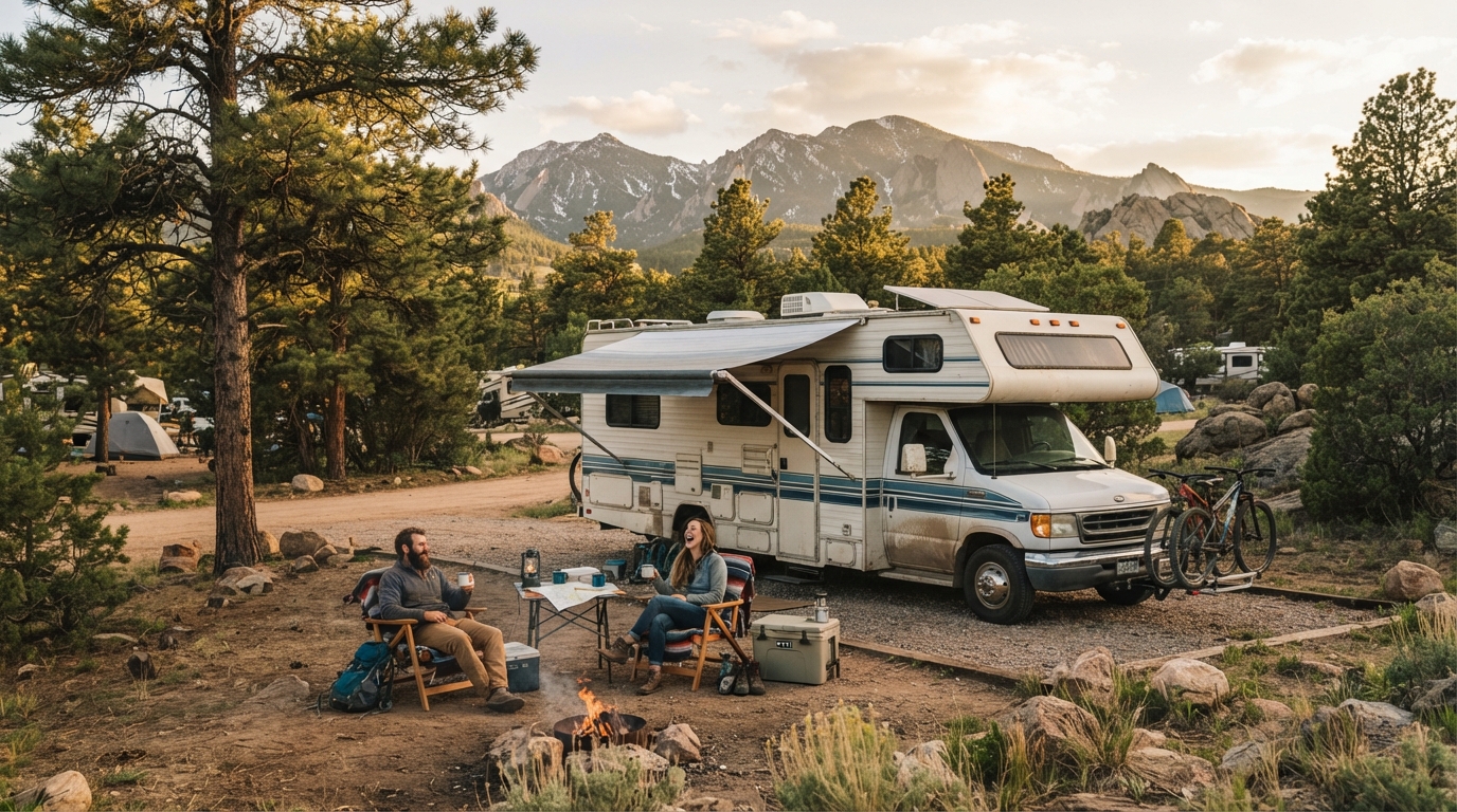 Denver Roundtrip - The grand Dinosaur — campground with a motorhome
