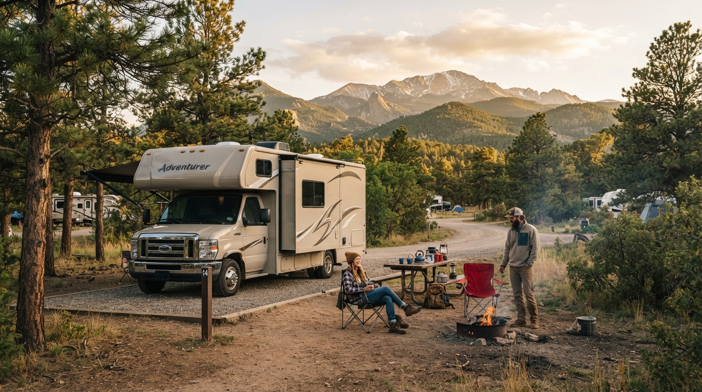 Denver to San Francisco - The Taste of the West Drive — campground with a motorhome