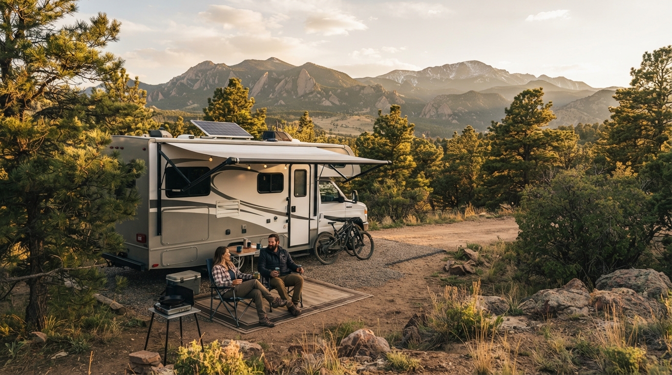 Denver to Houston — campground with a motorhome