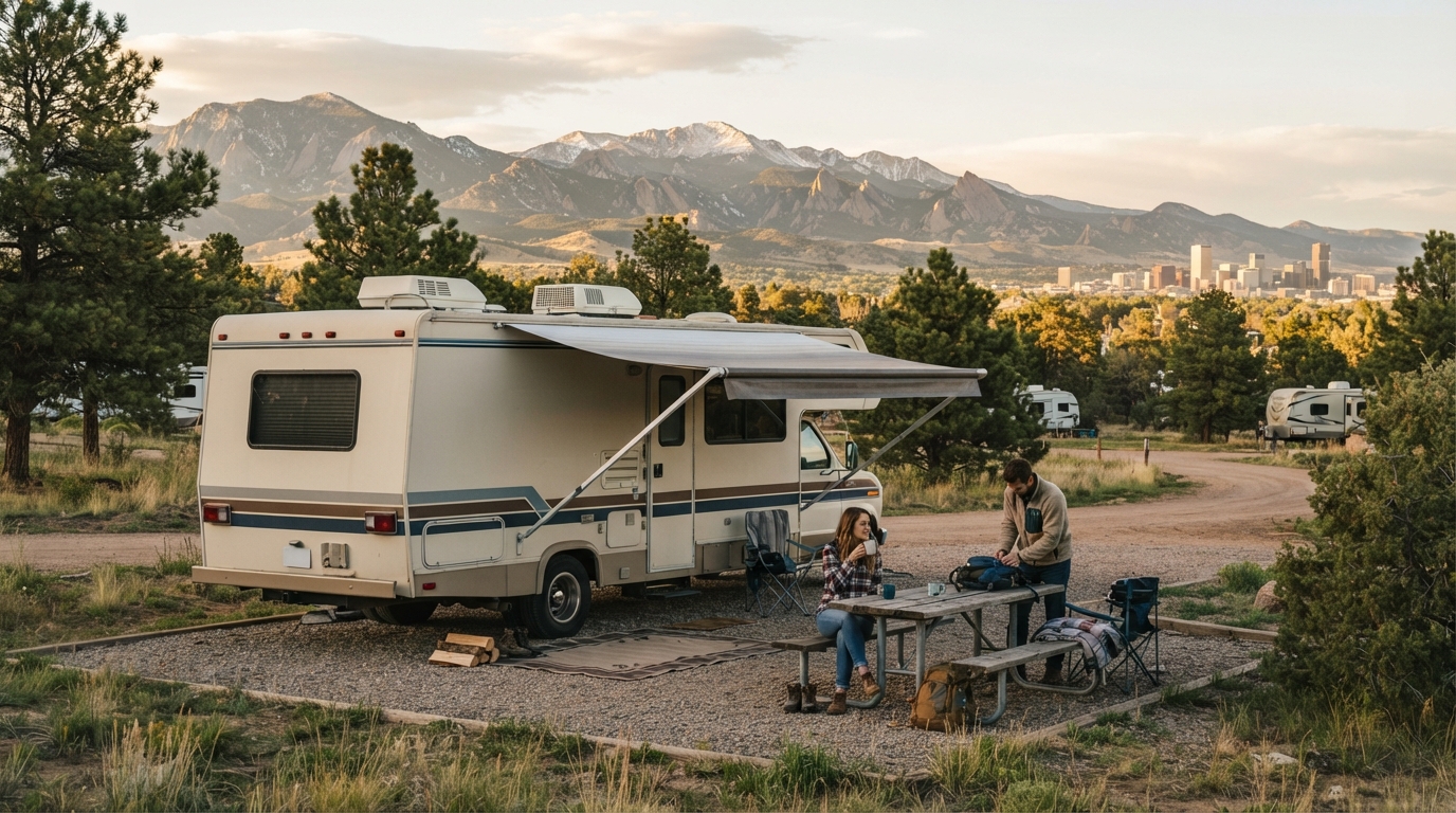 Denver Roundtrip - Million Dollar Hwy / San Juan Skyway — campground with a motorhome
