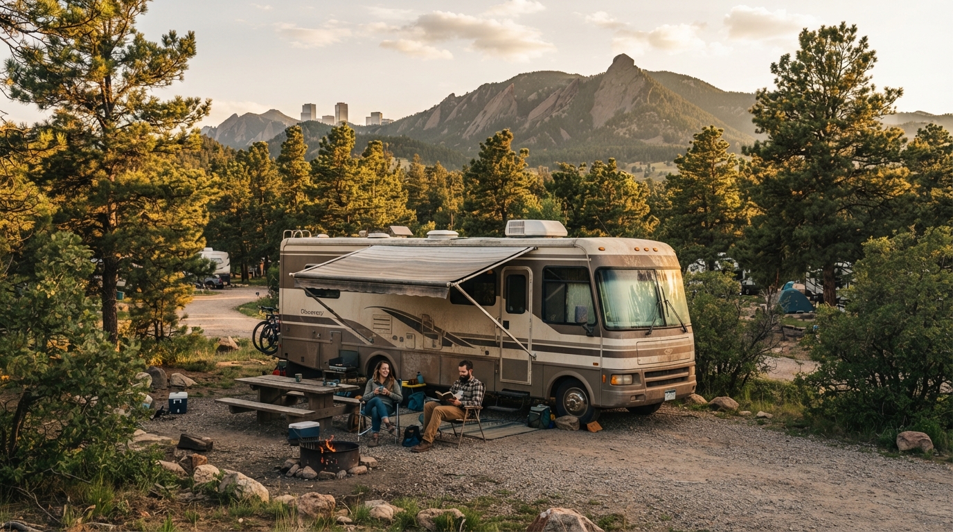 Denver to Philadelphia — campground with a motorhome