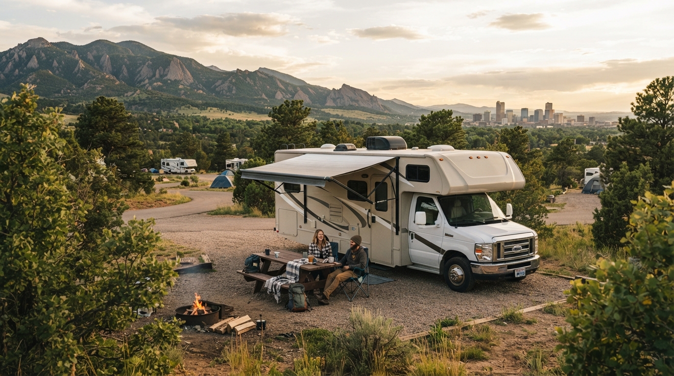 Denver to Boston — campground with a motorhome