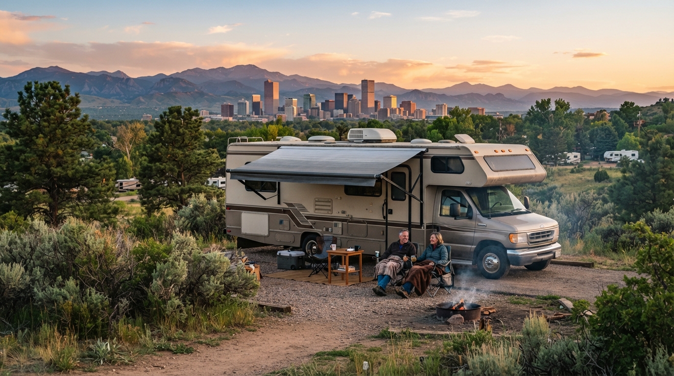 Denver to Salt Lake City - The Epic Yellowstone and Pioneers Loop — campground with a motorhome